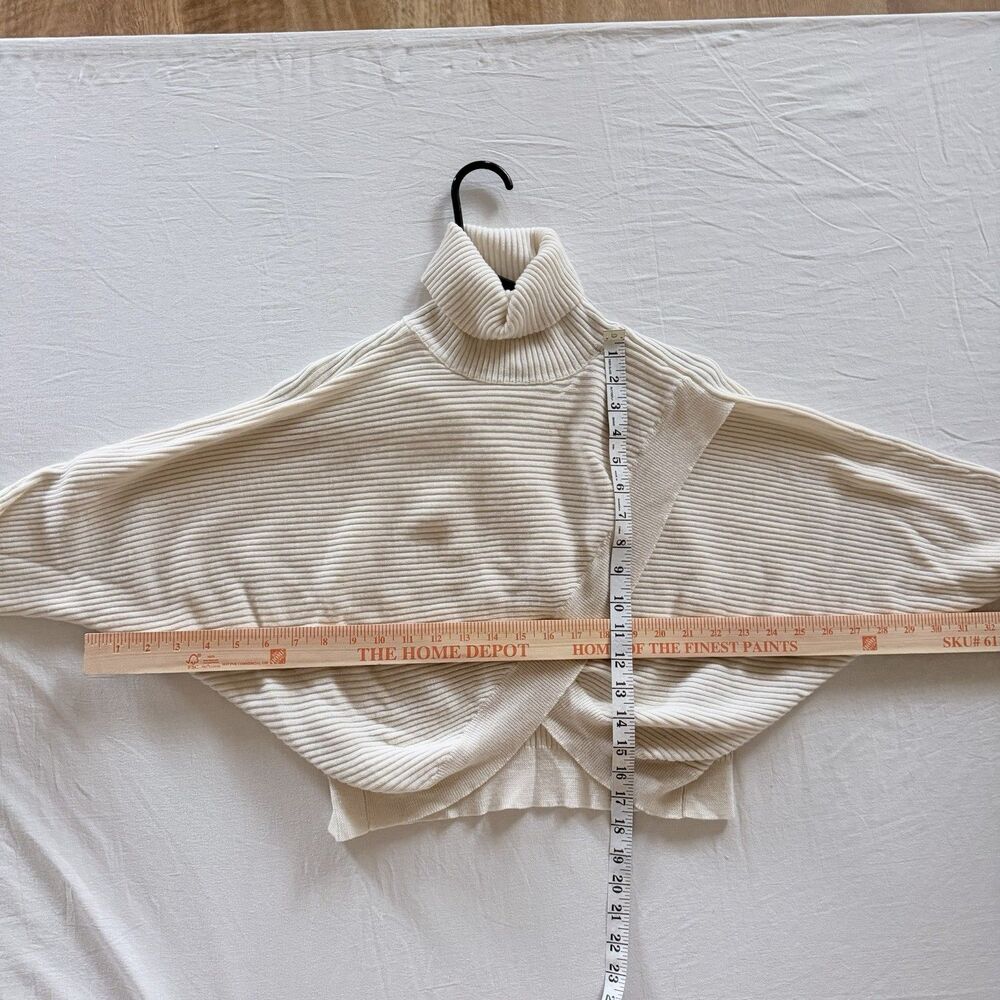 AllSaints Marias Jumper XS 100% Merino Wool Cropped Turtleneck Ribbed Layered - Picture 6 of 10